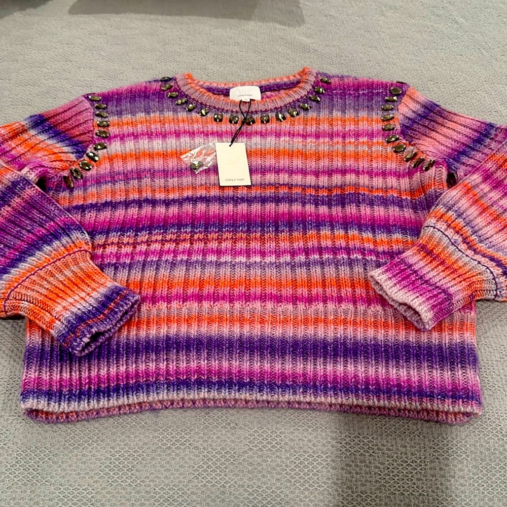 NEW!!! Cinq a sept 5-7 EMBELLISHED MULTICOLOR SWEATER 🤩SIZE M